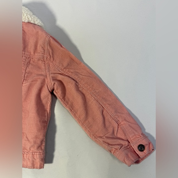 OshKosh Girls Pink Corduroy Jacket Sherpa Lined Faux Fur 4T Button Front Coat - Picture 9 of 15